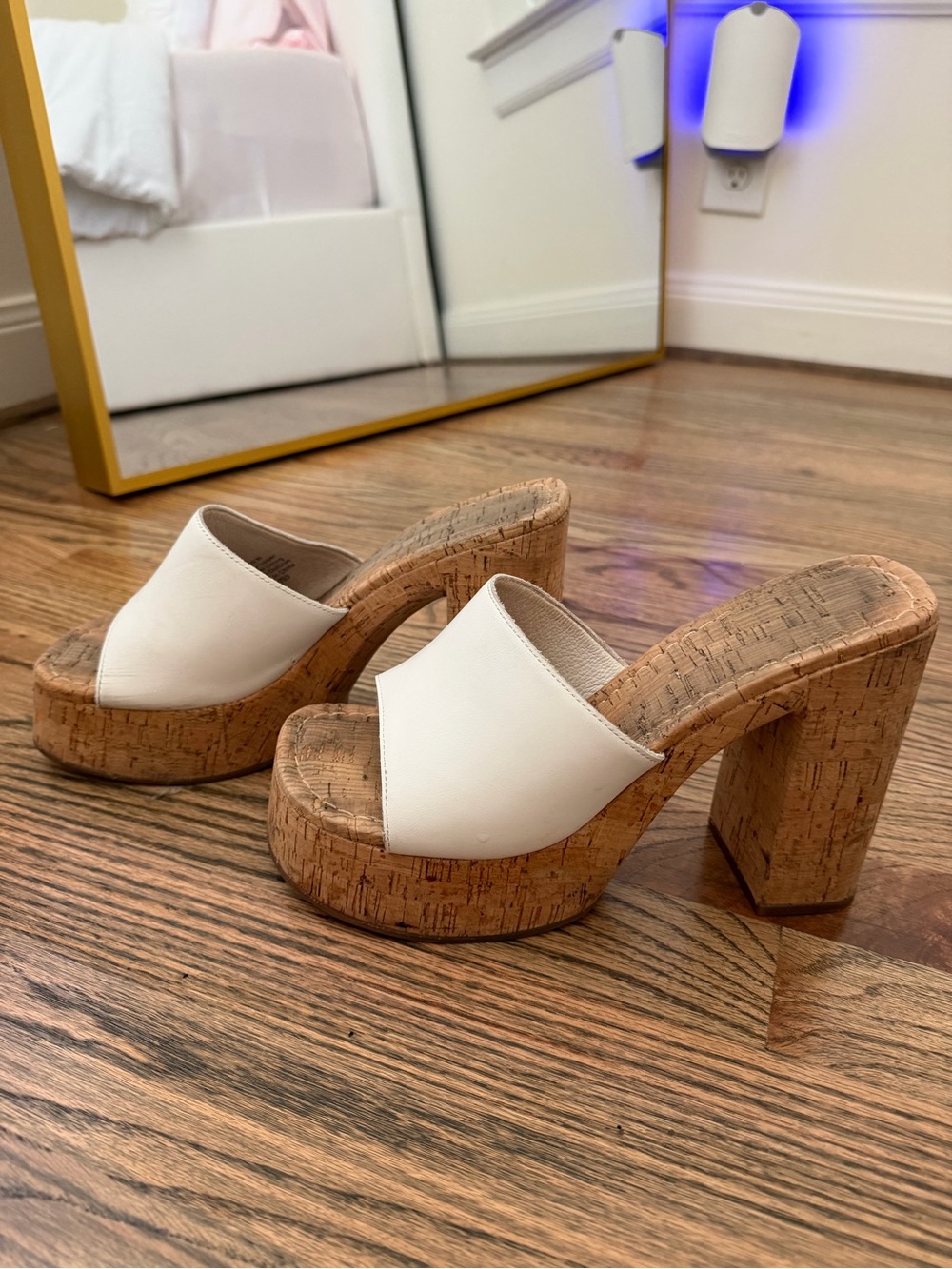 Princess Polly White Cork Platform Heel